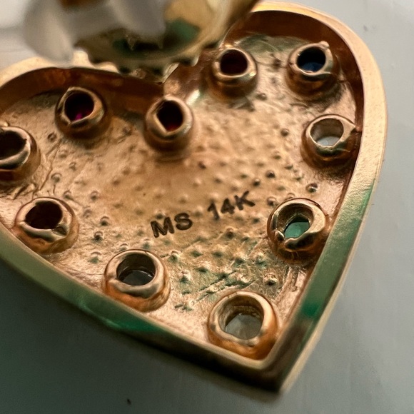 My Story Rainbow Reese 14K Yellow Gold & Mixed-Stone Heart Stud Earrings - Picture 9 of 12